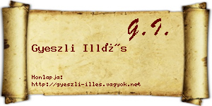 Gyeszli Illés névjegykártya